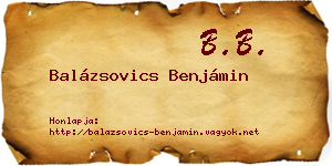 Balázsovics Benjámin névjegykártya